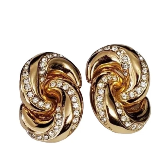 Vintage Christian Dior, Signed Chr.Dior Rhinestone Clip Earrings - Picture 6 of 6